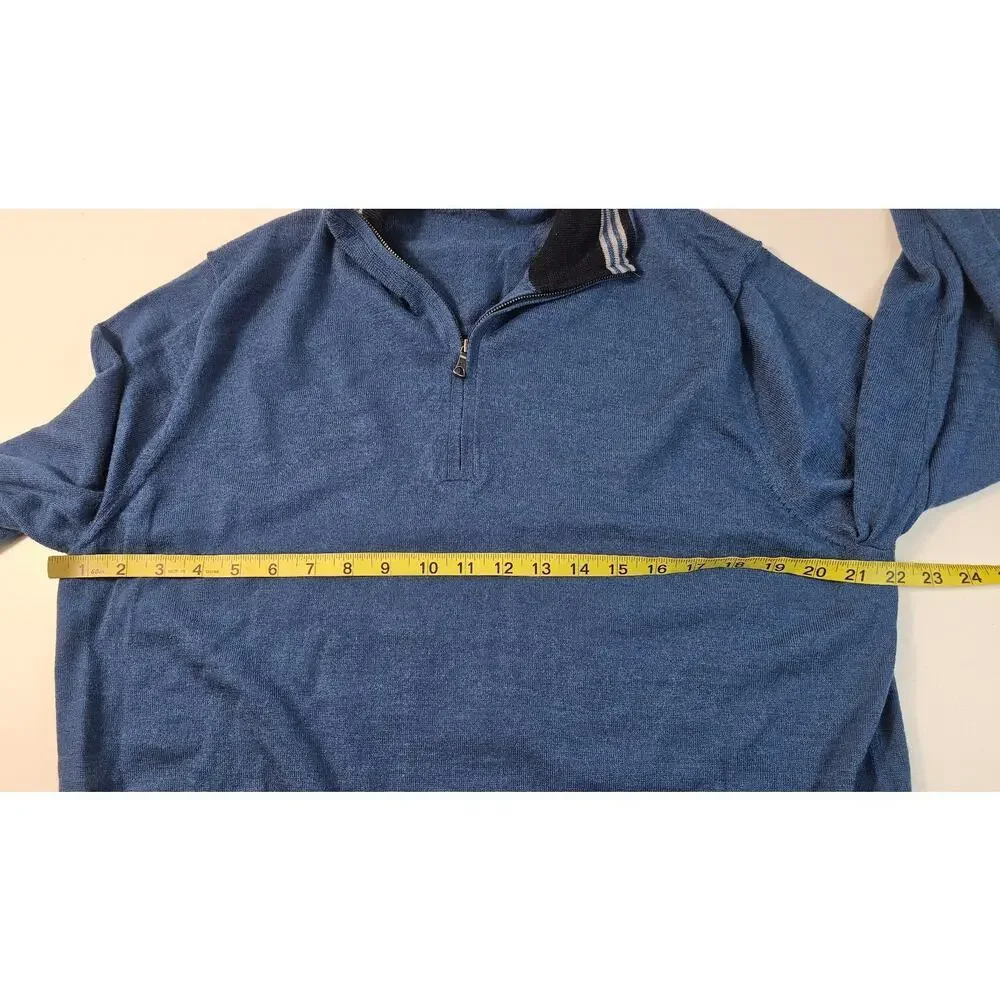 Brooks brothers blue 1/4 zip 100% merino wool EUC preppy casual warm winter XL